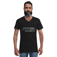 "Never Limit Yourself Because of Other's Limited Imaginations" Dr. Mae Jemison -- Unisex Short Sleeve V-Neck T-Shirt